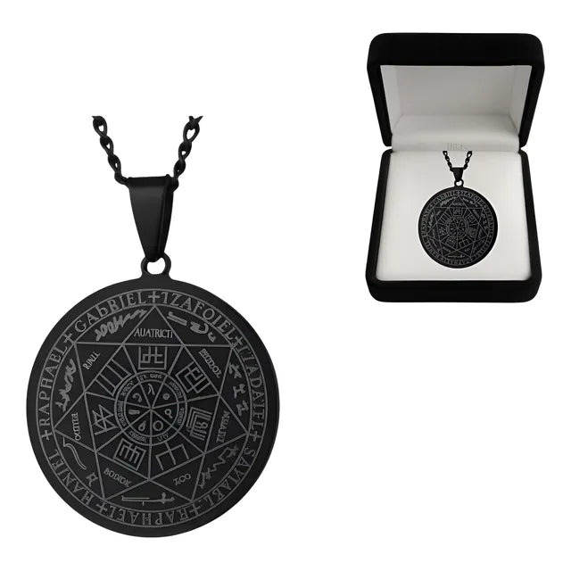 Collar Sello 7 Arcangeles Amuleto Cadena Dije + Estuche Pana