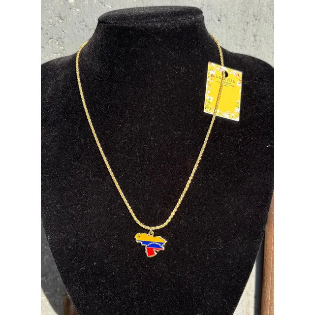Collar Con Colgante Del Mapa De Venezuela Dorado