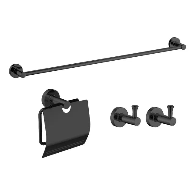 Set Kit Juego Accesorios Baño 4 Piezas Metal Negro Mate
