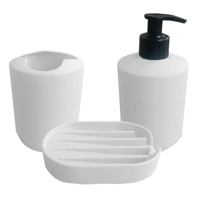 Set De Baño Dispenser Jabonera Porta Cepillo Kit Tres Piezas - 15475.83